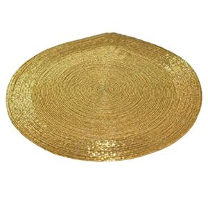Mantel Individual dorado redondo antideslizante con cuentas de vidrio tejido Rizz International para mesa de comedor de gran tamaño - Product Image 1