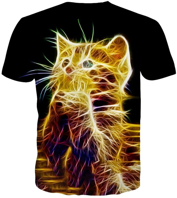 Amazing Animal 3D Digital Printed Colorful Space Graphic Tees Men Women Teens Solid Color Cotton T-Shirt Polyester/Cotton Canvas