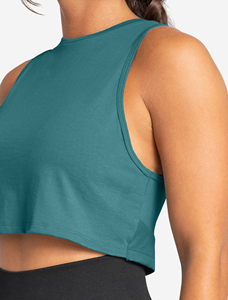 Venta al por mayor personalizada: Novedad de primavera, chaleco sin mangas con cuello redondo y diseño hueco, top corto acanalado suave para mujer - Product Image 4