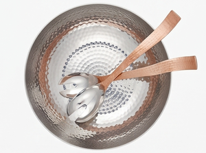 Bol à salade martelé minimaliste de haute qualité, fait main, parfait pour les fêtes d'inauguration et les dîners - Product Image 3