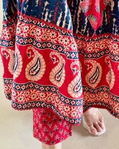 <strong>Designer</strong> Pure Cotton Indian Ethnic Suite Set 3-Piece Flared Block Print Embroidery Handwork Mulmul Dupatta Straight Fashion - Product Image 5