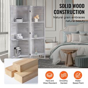 4-Panel 66.9-Inch Tall Portable Wood Room Divider Indoor Louvered Partition Art Folding Privacy <b>Screen</b> for Decorative Privacy - Product Image 4