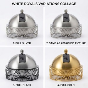 Premium Silver Banquet Chafing Dish Round <b>Buffet</b> Server Hot Pot Elegant Food <b>Warmer</b> for Ramadan Catering and Wedding Events - Product Image 6