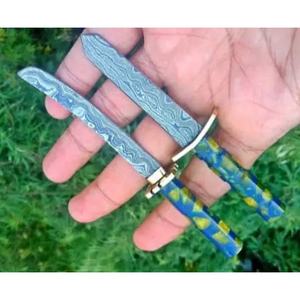 Couteaux de cuisine miniatures en acier Damas faits à la main par Ahmad Fabric, avec étui en cuir, manche élégant, personnalisable, supporté - Product Image 6