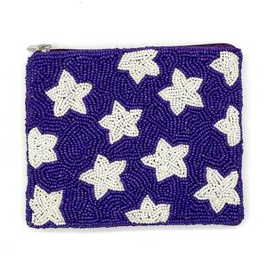 Monedero Artesanal TIMELESS CRAFT, Elegante, Morado y Blanco, con Bordado y Cuentas, Diseño de Estrella Impresionante, Alta Calidad, Uttar Pradesh - Product Image 6