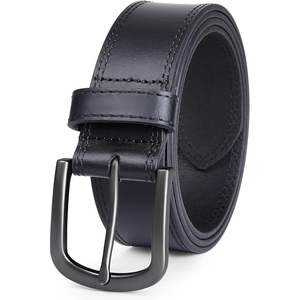 Cinturón de Cuero Genuino, Piel de Vaca, Hebilla Negra Sólida, Estilo Formal, Moldeado en una Sola Pieza, Duradero - Product Image 1