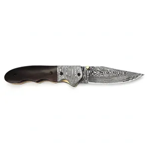 Navaja Plegable con Mango Curvo Negro, Bolsters Grabados en Tono Plateado y Hoja con Patrón, para Accesorios de Camping y Herramienta de Viaje - Product Image 2