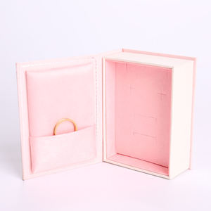 Custom EcoRev Eco-Friendly Handmade Luxury Pink Paperboard Flip Cover Rigid Book Shape Box Glossy Lamination UV Logo Sponge - Product Image 1