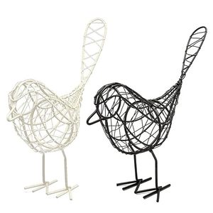 Juego de esculturas de pollo de alambre, decoración de metal en blanco y negro para mesa - Product Image 5