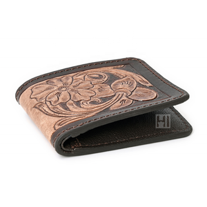 Mens Cowhide Tooled <b>Leather</b> Wallet Western Hipster Wallet - Product Image 3