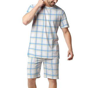 Men's Plaid Short Sleeve Shirt <b>Set</b> Casual Summer Wear White Blue Yellow Checkered Pattern Comfortable Breathable Fabric - Product Image 2
