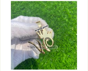 Colgante de Oro Sólido de 14K con Letra Inicial Minimalista y Corona, Estilo Hip Hop, con Diamantes Cultivados en Laboratorio, de Moda - Product Image 2