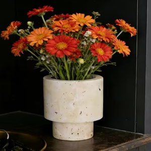 Classic And Elegant Travertine Vase Perfect for Decorating Your Living Room Office Desk, Bedside <b>Table</b> Travertine Flower <b>Pots</b> - Product Image 3
