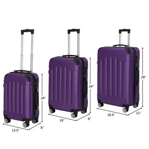 Valigia Trolley Portatile 3-in-1 in ABS Viola per Bagagli da 20\", 24\", 28\" - Product Image 2