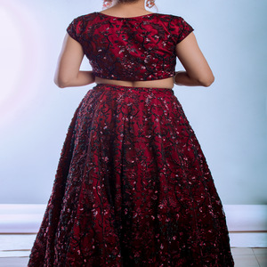 Lehenga Choli de mariage sur mesure, design moderne et personnalisé |   Dentelle drapée |   Broderie à paillettes |   Occasion Multicolore Premium |   Ensemble - Product Image 2