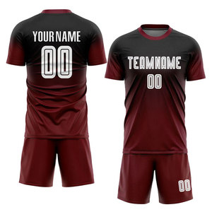 Tenue de football professionnelle 7V7 bordeaux ombré – Séchage rapide, respirante, polyester/coton sublimé, taille élastique, personnalisable pour joueur - Product Image 2