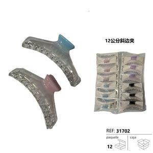 Fermaglio per capelli angolato da 12 cm con strass per donna, confezione da 12 pezzi - Product Image 1