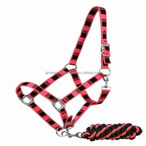 Halter de caballo de nailon más vendido, cuerda de plomo a juego, Halter de nailon bordado a cuadros de fantasía personalizado para caballo - Product Image 2
