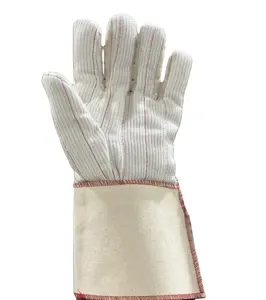 BEST COTTON CANVAS HOT MILL TRIPLE PALM GLOVES HEAVY WEIGHT 31 OZ Natural WORK GLOVES WITH GAUNTLET SAFETY GLOVES