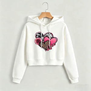 Sudadera Corta con Capucha para Mujer, Nueva Calidad, Estampado Floral de Corazones, Sudadera Corta de Otoño Invierno - Product Image 4