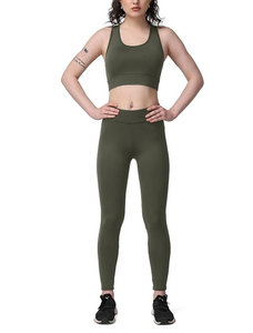 Conjunto Deportivo OEM Personalizado para Mujer, Sujetador Deportivo Sin Relleno y Leggings para Gimnasio, Yoga, Ejercicio, Tejido Suave, Transpirable y Elástico, 2 Piezas - Product Image 5