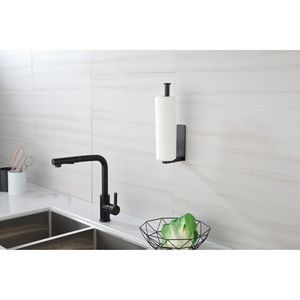 2 Pack Black Wall-Mounted Self-Adhesive Paper Towel Holder <b>Kitchen</b> <b>Storage</b> Cabinet for Convenient Towel Organization - Product Image 4