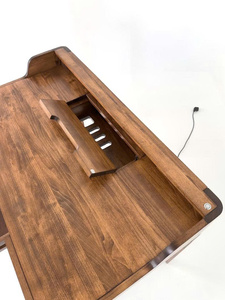 Modern <b>Solid</b> <b>Wood</b> Adjustable Writing <b>Desk</b> with Drawer Durable Construction Integrated Lighting - Product Image 4