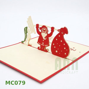 Custom Japandi 3D Laser Cut 4-Color Handmade Santa Angel Christmas Cards Thermal Transfer Printed Rectangle Shape <b>Paper</b> - Product Image 5