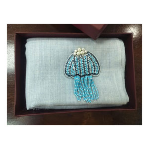 Premium Fine Wool Signature Beaded Stole 70x200cms Elegant Designer Winter <b>Shawl</b> <b>Wrap</b> Soft Luxury Scarf Ready - Product Image 5