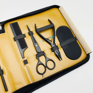 Kit de Herramientas para Extensiones de Cabello ZETOMED PRO, Alicates de Presión con Cuentas Negras Mate de Acero Inoxidable Ecológico, Tijeras de Bucle, Grado Quirúrgico - Product Image 4