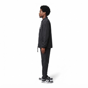 Men's Nylon Ripstop Coach Jacket-Lightweight 80GSM <b>Black</b> Streetwear <b>Windbreaker</b> with Snap Closure Custom OEM Outerwear - Product Image 3