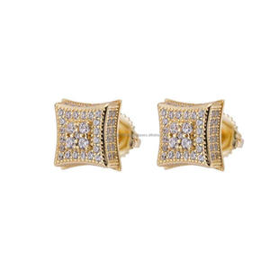 Premium 925 Sterling Silver Lab Grown <b>Diamond</b> <b>Square</b> <b>Earrings</b> Gold Tone Frame Fashion Jewelry For Importers - Product Image 1
