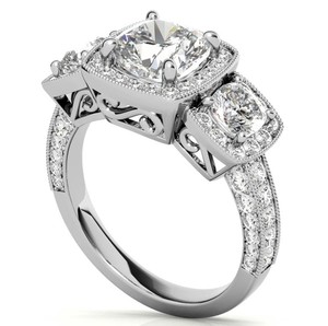 Bague en Moissanite Taille Coussin Géométrique en Argent Sterling 925 Plaqué Or Blanc, Élégante et Luxueuse pour Fiançailles, Mariage, Anniversaire, Mariée - Product Image 3