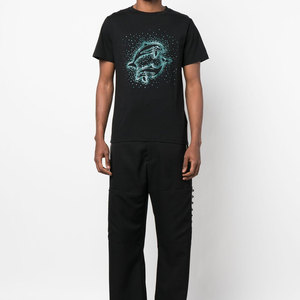 T-shirt noir à manches courtes pour homme avec motif à pois en strass, col rond, coupe classique, jersey décontracté 100% coton, dernier design tendance - Product Image 6