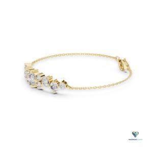 3.03 CT Yellow <b>Gold</b> Round Lab Grown Diamond Graduated Bracelet in 14K <b>Solid</b> <b>Gold</b> - Product Image 4