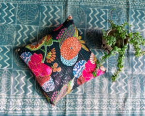 Classical Kantha Pillow <b>Cover</b> Cotton Quilted Cushion Handmade Eco-Friendly Reversible Customizable Boho Decorative <b>Sofa</b> Throw - Product Image 2