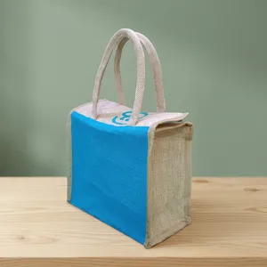 Bolsa de Almuerzo de Yute Ecológica Más Vendida, 10x10x5 Pulgadas, Bolsa de Transporte de Alimentos Reutilizable Natural para Oficina, Escuela, Picnic, Viajes, Aire Libre - Product Image 2