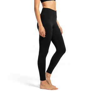 Leggings de sport pour femmes, taille haute, élastiques, sans couture, noirs, de qualité supérieure - Vêtements de sport écologiques en gros - Product Image 3