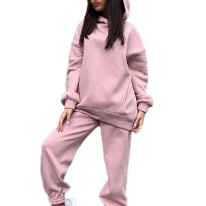 Unisex Oversized Turtleneck <b>Sweatshirt</b> Set Solid <b>Pink</b> French Terry Pullover Jogger Outfit Autumn Casual Wear - Product Image 5