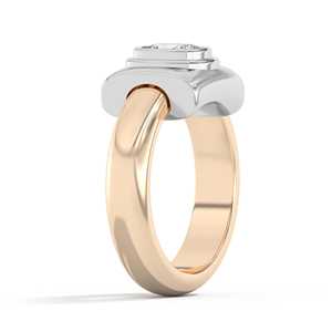 10mm 14K Gold <b>Cushion</b> Cut Lab Grown Diamond Engagement Ring Double Bezel Set Sculptural Puffy Domed <b>Statement</b> Bands Wholesale - Product Image 2