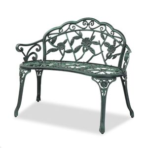 Panca da Esterno in Alluminio con Gambe Curve, Motivo Verde Antico a Rose, per Hotel e Centri Commerciali - Product Image 4