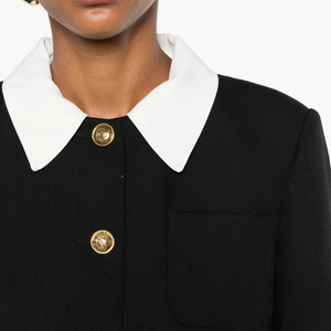 Ensemble Blazer Streetwear Noir et Blanc Contraste de Couleurs OEM pour Femmes et Hommes, Tenue de Sororité, Vente en Gros, Fabrication Personnalisée de Vêtements Tendance - Product Image 6