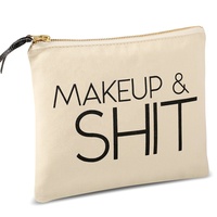Vente en gros de mini trousse de toilette en toile avec logo personnalisé de marque privée trousse de maquillage en coton et lin pour le voyage avec fermeture éclair