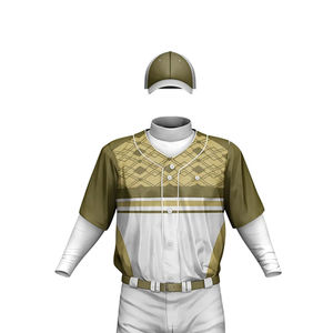 Men's Baseball Uniform Set Olive White Geometric Pattern Sublimated Short Sleeve Moisture Wicking All Seasons Adult Regular Fit - Product Image 5