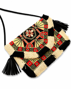 Bolso de Hombro de Lujo Hecho a Mano con Flecos Tribales, Bolso Cruzado Bohemio Étnico Bordado, Cartera de Diseñador para Festivales con Cremallera Duradera - Product Image 2