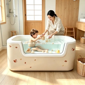 <span class=keywords><strong>Baignoire</strong></span> Spa Bébé Moderne Autoportante avec Design Rectangulaire et Massage Hydrothérapeutique pour le Bain des Tout-Petits - Product Image 5