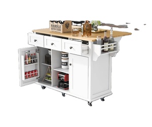 Calice ตู้เก็บของห้องครัวและห้องรับประทานอาหารทำจากไม้แข็งบนรถเข็นเกาะเคลื่อนที่มีล้อสำหรับการจัดระเบียบที่มีประสิทธิภาพ - Product Image 2