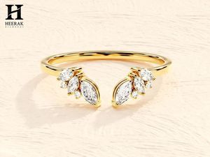 Bague en or personnalisée à diamants en forme de marquise, style manchette empilable, bijoux fins, fabricant grossiste - Product Image 1