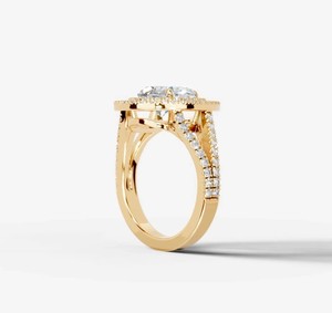 Moissanite <b>Ring</b> 925 Sterling <b>Silver</b> Yellow Gold Plated Pear Cut Bridal Engagement Elegant <b>Solitaire</b> Wedding Party Jewelry Gift - Product Image 3