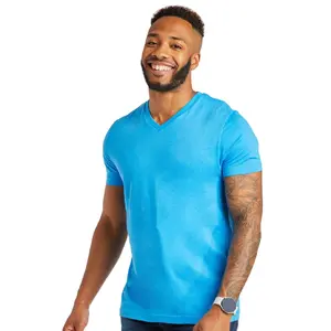 メンズブランクパターン異なる色のVネック半袖Tシャツ卸売夏プレミアム品質安い価格VネックTシャツ